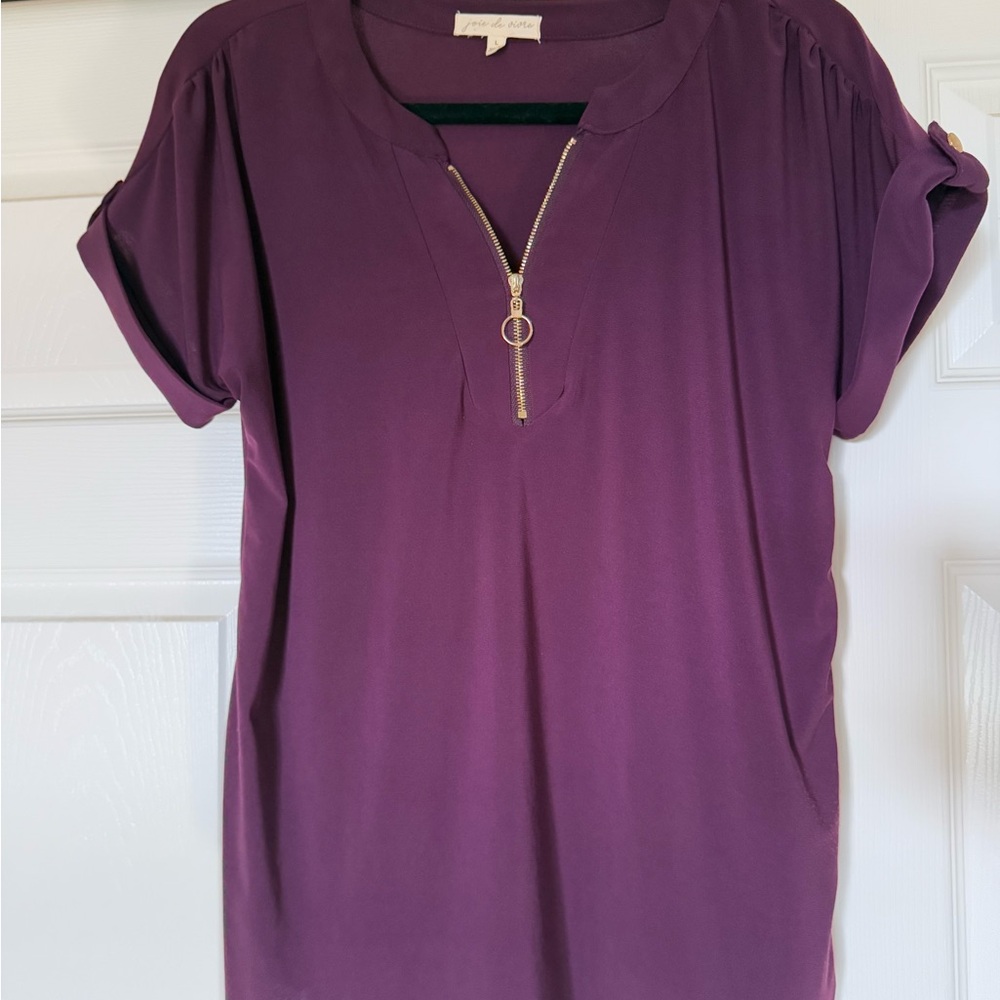 Purple Women's Top with Zipper Detail